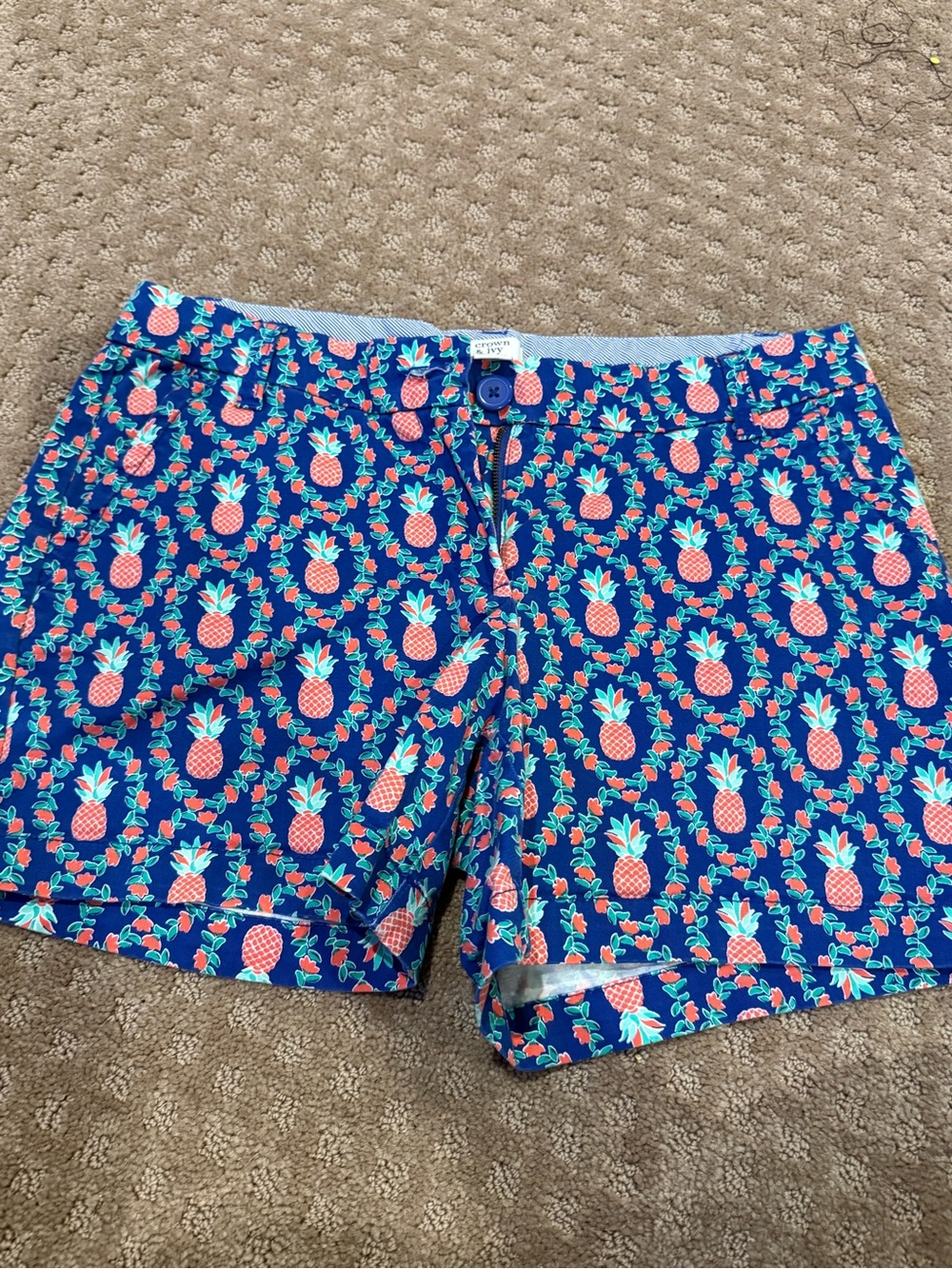 crown & ivy Blue Pineapple-Print Women’s Shorts